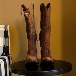 Ariat Women's Leopard Print Heeled Boots Casanova X Toe Western Boot